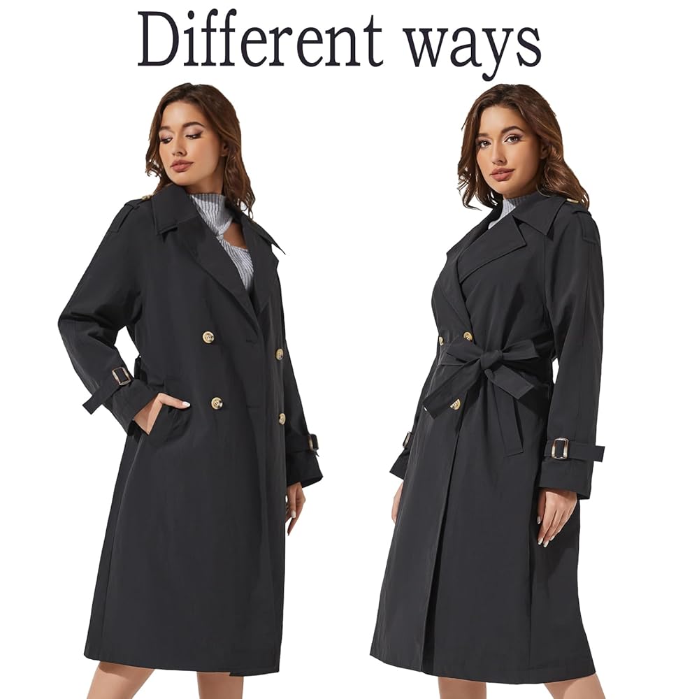Amazon.com: UTOKOTO Women's Double Breasted Long Trench Coat